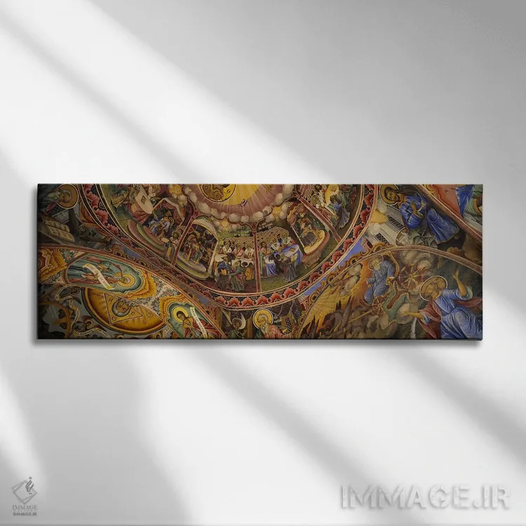تابلو دکوراتیو Bulgaria,نمای زاویه پایین از فرسکو بر سقف صومعه، صومعه… اثر پانورامیک ایمجز - نمای روبهرو روی دیوار