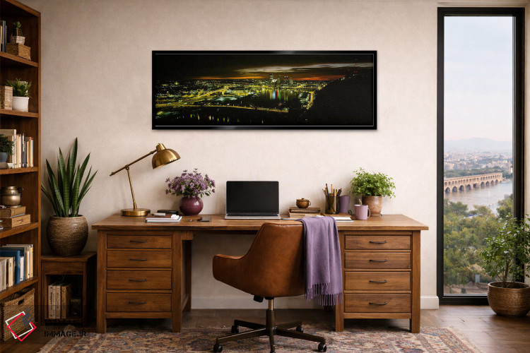 تابلو دکوراتیو Pennsylvania, USA,نمای بالا از ساختمان های روشن شده در… اثر پانورامیک ایمجز - D3B