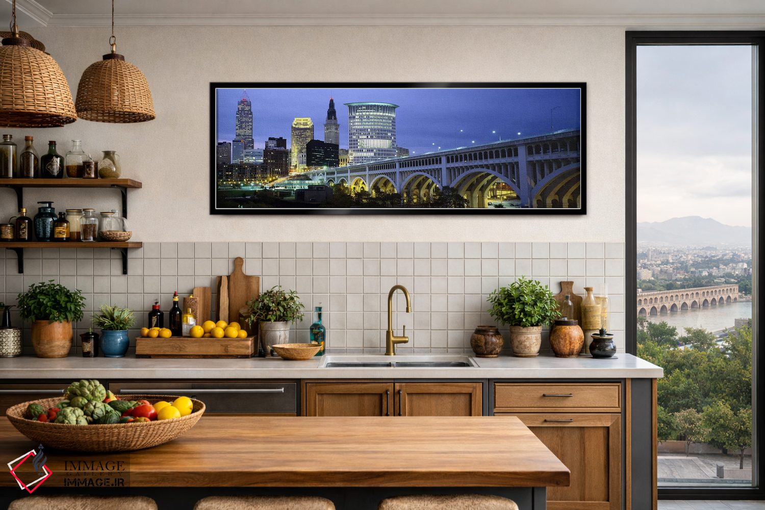 تابلو دکوراتیو Detroit Avenue Bridge, Cleveland, Ohio, USA,پل شهری روش… اثر پانورامیک ایمجز - D3B