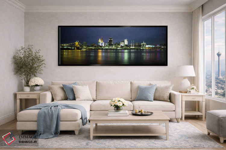 تابلو دکوراتیو lit up at nightOhio River, Cincinnati, Ohio, USA,ساختما… اثر پانورامیک ایمجز - D6B