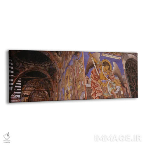 تابلو دکوراتیو Rila Monastery, Bulgaria,نمای زاویه پایین از فرسکو بر د… اثر پانورامیک ایمجز - نمای پرسپکتیو محصول