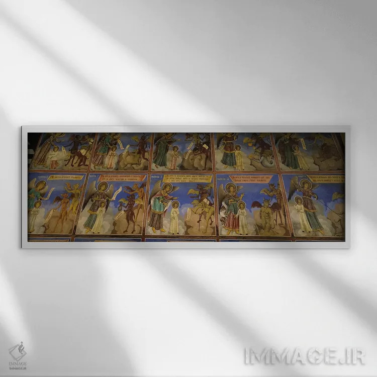 تابلو دکوراتیو Rila Monastery, Bulgaria #2,نمای زاویه پایین از فرسکو ب… اثر پانورامیک ایمجز - نمای قابدار سفید