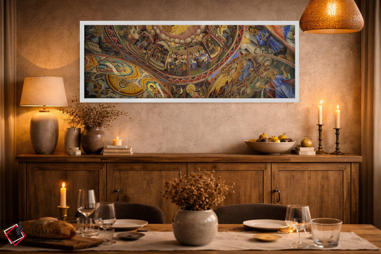 تابلو دکوراتیو Bulgaria,نمای زاویه پایین از فرسکو بر سقف صومعه، صومعه… اثر پانورامیک ایمجز - D1W