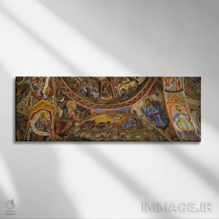 تابلو دکوراتیو Bulgaria,نمای زاویه پایین از فرسکو بر سقف صومعه، صومعه… اثر پانورامیک ایمجز - نمای روبهرو روی دیوار