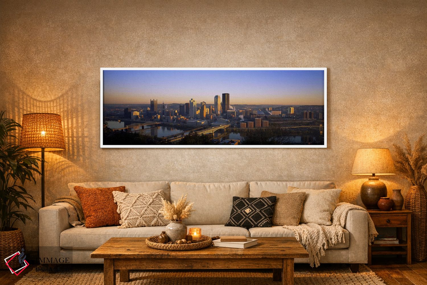 تابلو دکوراتیو Pennsylvania, USA,ساختمان ها در شهر هنگام سپیده دم، پیت… اثر پانورامیک ایمجز - D6W