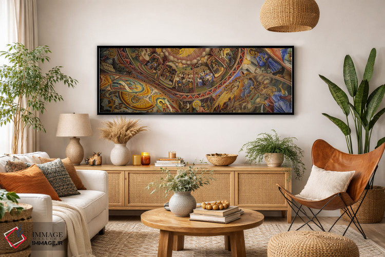 تابلو دکوراتیو Bulgaria,نمای زاویه پایین از فرسکو بر سقف صومعه، صومعه… اثر پانورامیک ایمجز - D5B