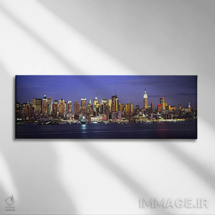 تابلو دکوراتیو Manhattan, New York City, New York, USA,خط افق روشن شده… اثر پانورامیک ایمجز - نمای روبهرو روی دیوار