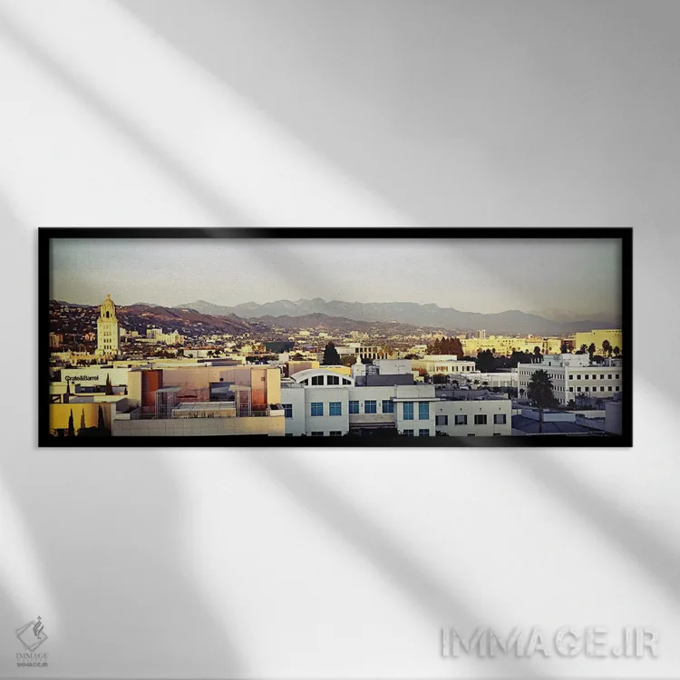 تابلو دکوراتیو San Gabriel Mountains, Hollywood Hills, Hollywood, City… اثر پانورامیک ایمجز - نمای قابدار مشکی