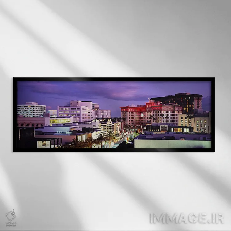 تابلو دکوراتیو Rodeo Drive, Beverly Hills, California, USA,نمای شامگاه… اثر پانورامیک ایمجز - نمای قابدار مشکی