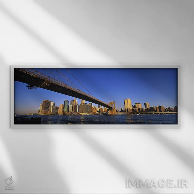 تابلو دکوراتیو New York City, New York, USA,پل بروکلین در حال تقسیم نم… اثر پانورامیک ایمجز - نمای قابدار سفید