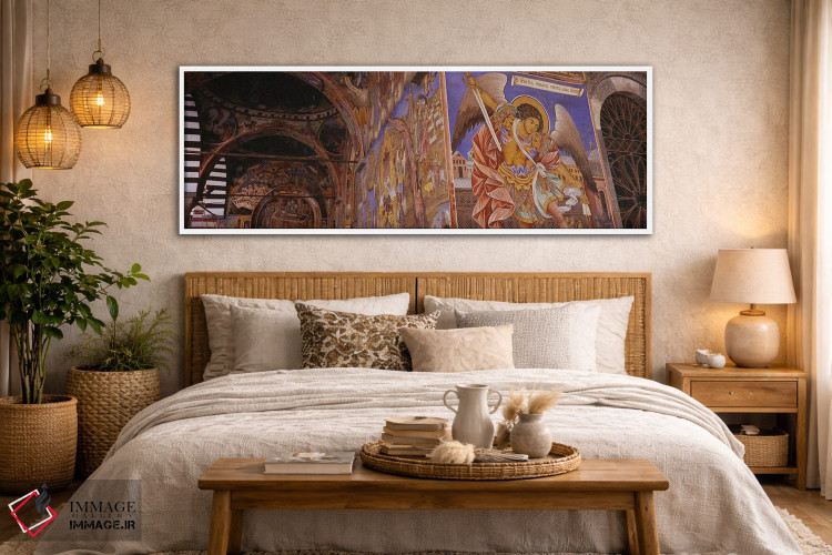 تابلو دکوراتیو Rila Monastery, Bulgaria,نمای زاویه پایین از فرسکو بر د… اثر پانورامیک ایمجز - D4W