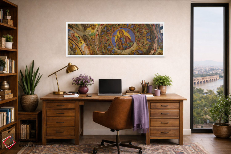 تابلو دکوراتیو Rila Monastery, Bulgaria,نمای زاویه پایین از فرسکو بر س… اثر پانورامیک ایمجز - D1W