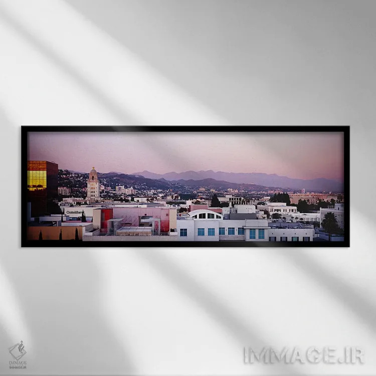 تابلو دکوراتیو San Gabriel Mountains, Hollywood Hills, Hollywood, City… اثر پانورامیک ایمجز - نمای قابدار مشکی