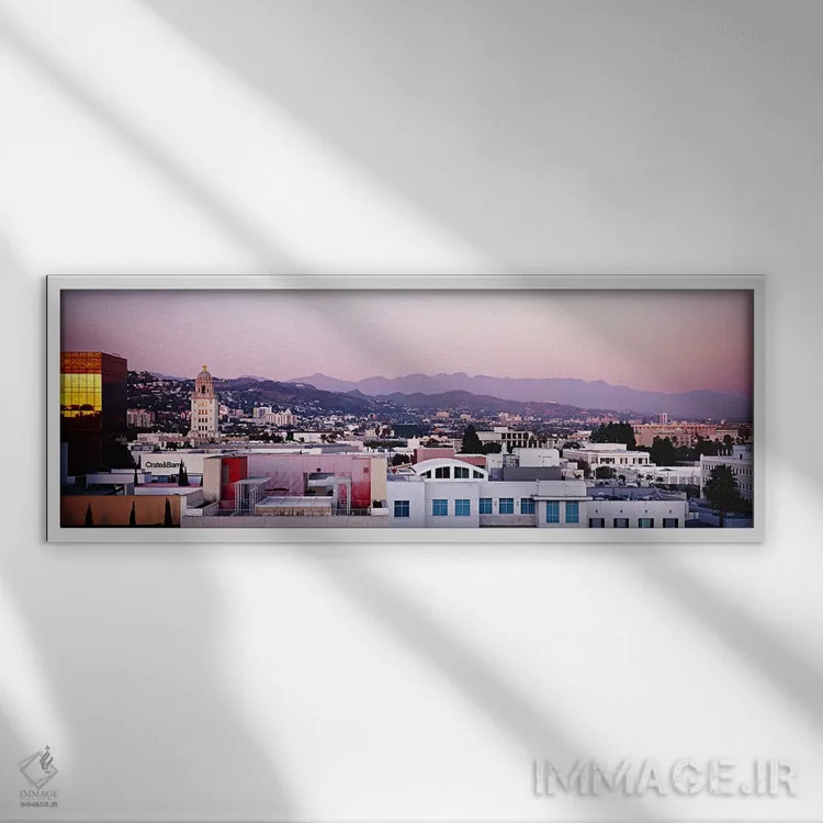 تابلو دکوراتیو San Gabriel Mountains, Hollywood Hills, Hollywood, City… اثر پانورامیک ایمجز - نمای قابدار سفید