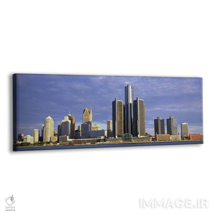 تابلو دکوراتیو Detroit, Michigan, USA #2,آسمان خراش ها در حاشیه آب، دی… اثر پانورامیک ایمجز - نمای پرسپکتیو محصول