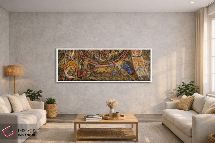 تابلو دکوراتیو Bulgaria,نمای زاویه پایین از فرسکو بر سقف صومعه، صومعه… اثر پانورامیک ایمجز - D3W