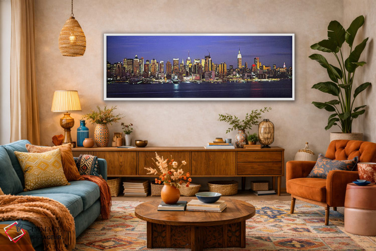 تابلو دکوراتیو Manhattan, New York City, New York, USA,خط افق روشن شده… اثر پانورامیک ایمجز - D1W
