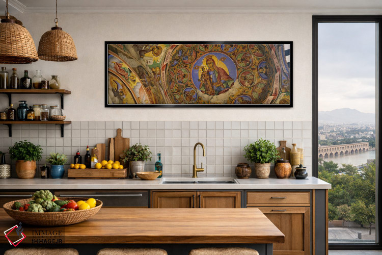 تابلو دکوراتیو Rila Monastery, Bulgaria,نمای زاویه پایین از فرسکو بر س… اثر پانورامیک ایمجز - D4B