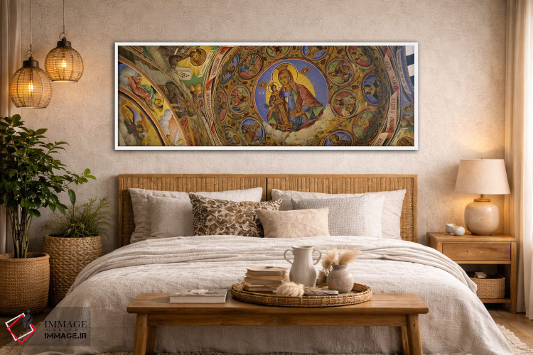 تابلو دکوراتیو Rila Monastery, Bulgaria,نمای زاویه پایین از فرسکو بر س… اثر پانورامیک ایمجز - D5W