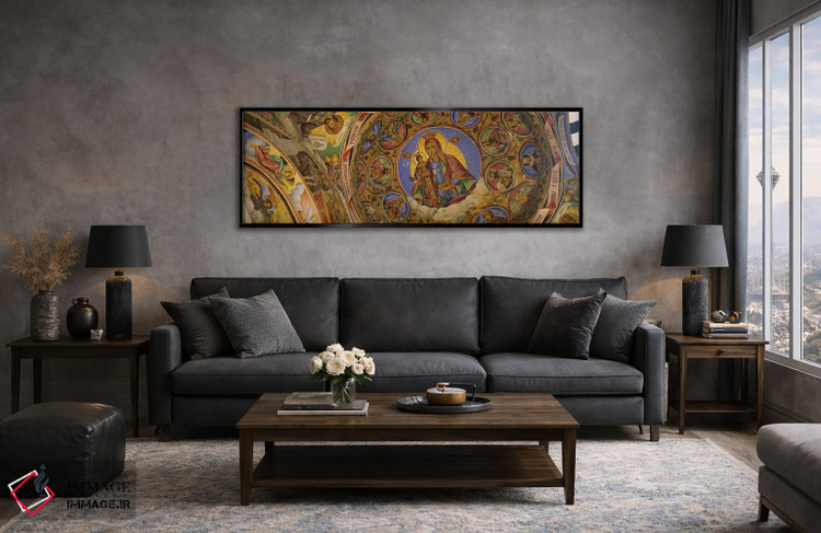 تابلو دکوراتیو Rila Monastery, Bulgaria,نمای زاویه پایین از فرسکو بر س… اثر پانورامیک ایمجز - D6B