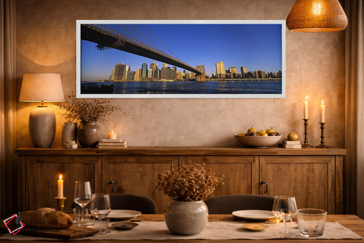 تابلو دکوراتیو New York City, New York, USA,پل بروکلین در حال تقسیم نم… اثر پانورامیک ایمجز - D2W