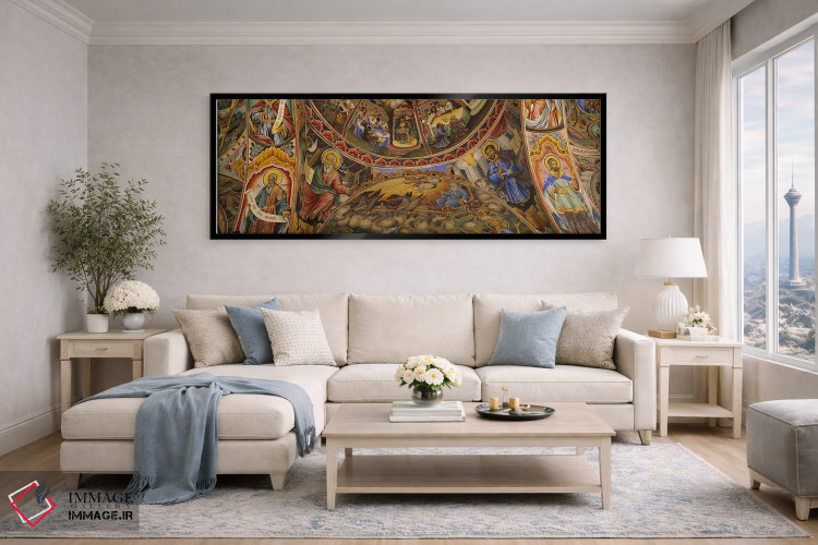 تابلو دکوراتیو Bulgaria,نمای زاویه پایین از فرسکو بر سقف صومعه، صومعه… اثر پانورامیک ایمجز - D5B