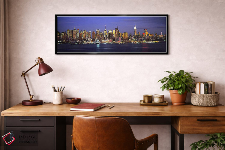 تابلو دکوراتیو Manhattan, New York City, New York, USA,خط افق روشن شده… اثر پانورامیک ایمجز - D3B