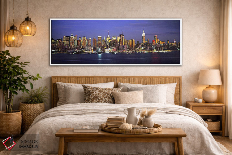 تابلو دکوراتیو Manhattan, New York City, New York, USA,خط افق روشن شده… اثر پانورامیک ایمجز - D4W
