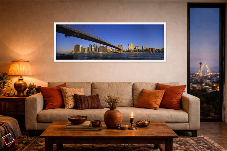 تابلو دکوراتیو New York City, New York, USA,پل بروکلین در حال تقسیم نم… اثر پانورامیک ایمجز - D4W