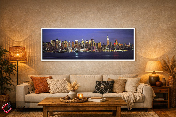 تابلو دکوراتیو Manhattan, New York City, New York, USA,خط افق روشن شده… اثر پانورامیک ایمجز - D5W