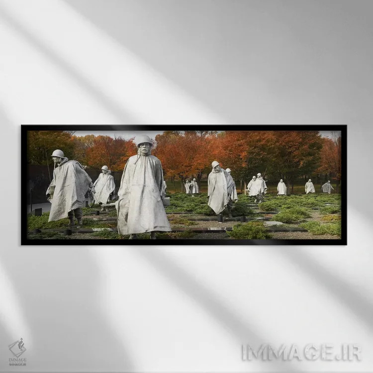 تابلو دکوراتیو Korean War Memorial, Washington DC, USA,مجسمه های سرباز… اثر پانورامیک ایمجز - نمای قابدار مشکی