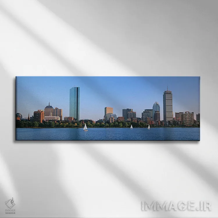 تابلو دکوراتیو Back Bay, Boston, Massachusetts, USA,ساختمان ها در حاشی… اثر پانورامیک ایمجز - نمای روبهرو روی دیوار