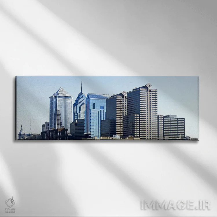 تابلو دکوراتیو Philadelphia, Pennsylvania, USA #6,آسمان خراش ها در شهر… اثر پانورامیک ایمجز - نمای روبهرو روی دیوار