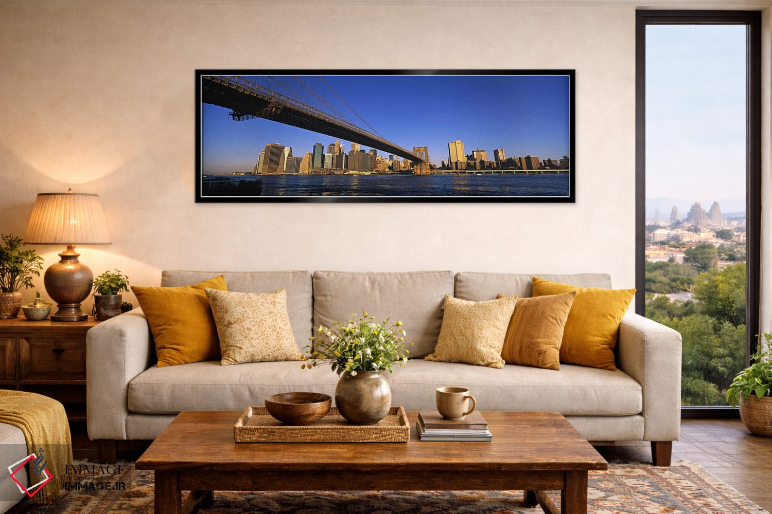 تابلو دکوراتیو New York City, New York, USA,پل بروکلین در حال تقسیم نم… اثر پانورامیک ایمجز - D6B