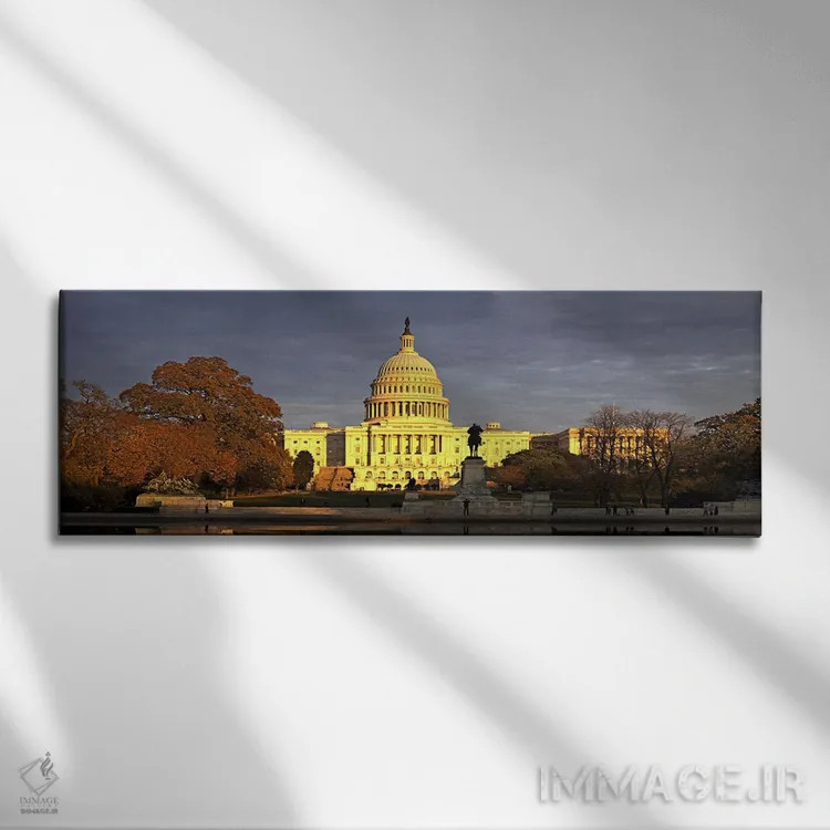 تابلو دکوراتیو Capitol Building, Washington DC, USA,حوضچه در مقابل ساخ… اثر پانورامیک ایمجز - نمای روبهرو روی دیوار