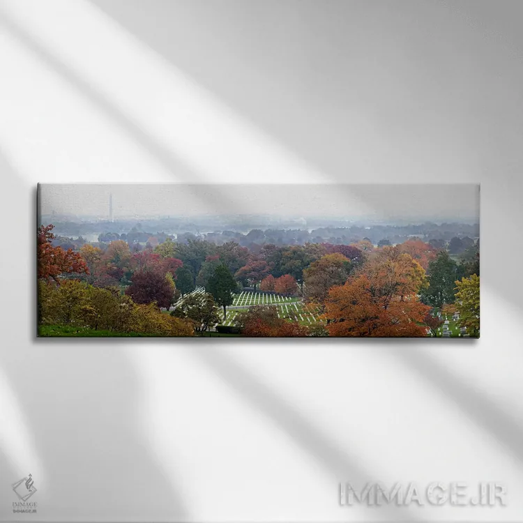 تابلو دکوراتیو Arlington National Cemetery, Washington DC, USA,نمای با… اثر پانورامیک ایمجز - نمای روبهرو روی دیوار