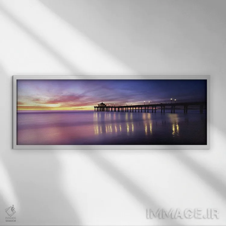 تابلو دکوراتیو Manhattan Beach Pier, Manhattan Beach, San Francisco, C… اثر پانورامیک ایمجز - نمای قابدار سفید