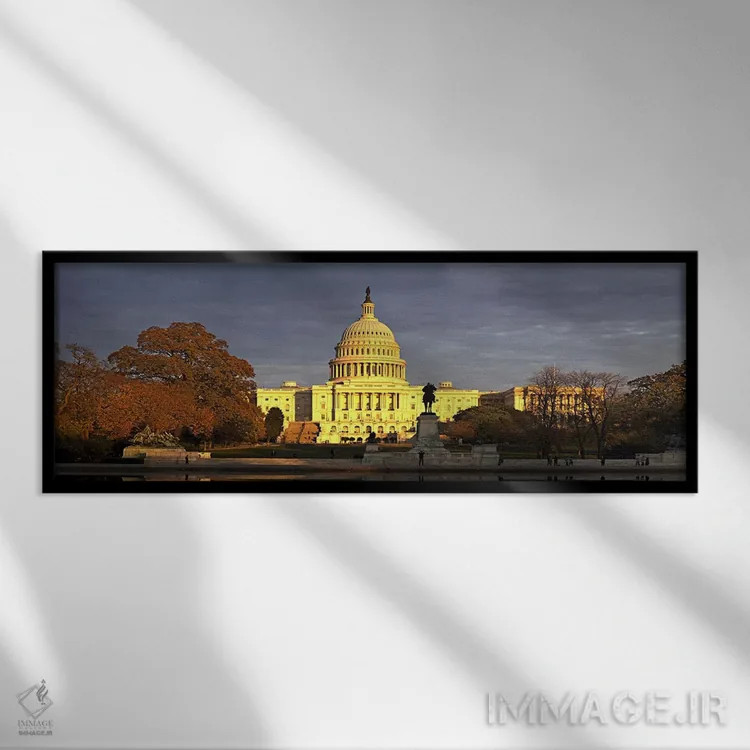 تابلو دکوراتیو Capitol Building, Washington DC, USA,حوضچه در مقابل ساخ… اثر پانورامیک ایمجز - نمای قابدار مشکی