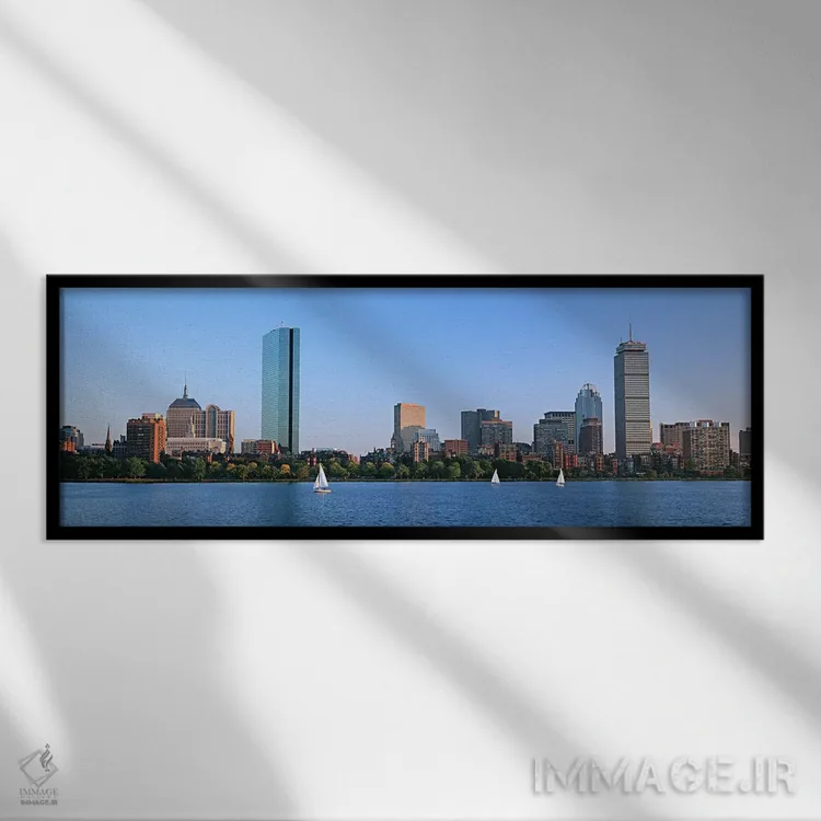 تابلو دکوراتیو Back Bay, Boston, Massachusetts, USA,ساختمان ها در حاشی… اثر پانورامیک ایمجز - نمای قابدار مشکی