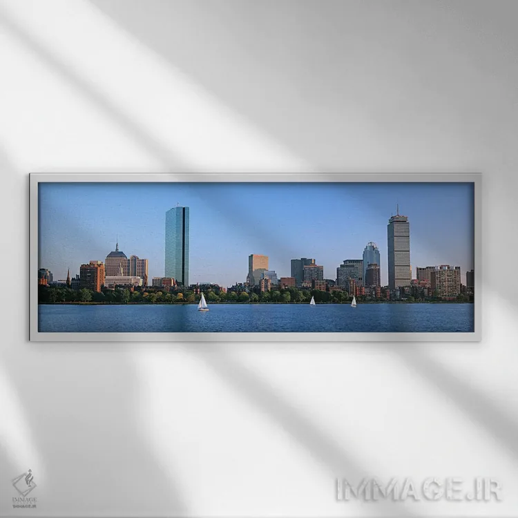 تابلو دکوراتیو Back Bay, Boston, Massachusetts, USA,ساختمان ها در حاشی… اثر پانورامیک ایمجز - نمای قابدار سفید