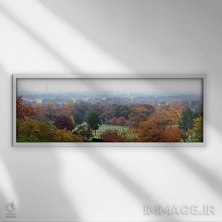 تابلو دکوراتیو Arlington National Cemetery, Washington DC, USA,نمای با… اثر پانورامیک ایمجز - نمای قابدار سفید
