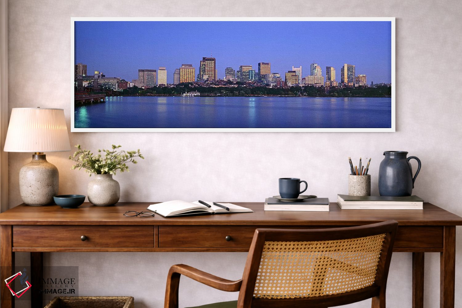 تابلو دکوراتیو Boston, Massachusetts, USA,ساختمان های حاشیه آب روشن در… اثر پانورامیک ایمجز - D1W