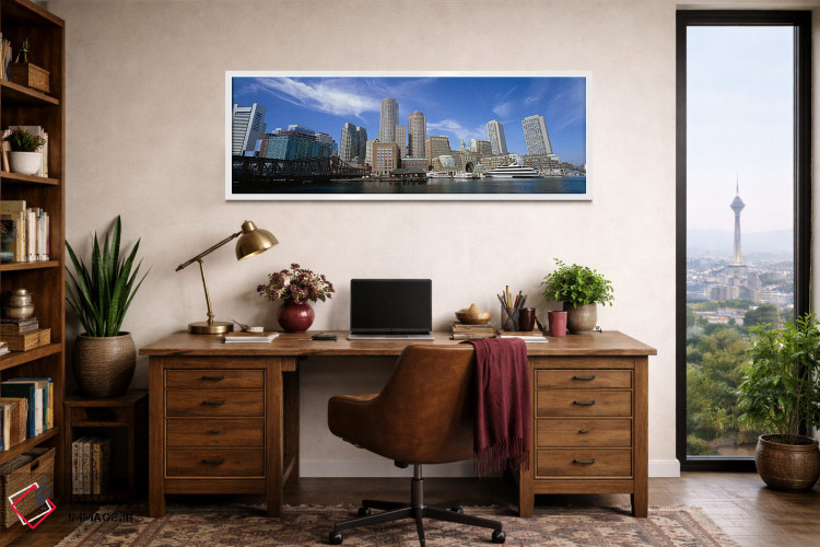 تابلو دکوراتیو Boston, Massachusetts, USA,آسمان خراش ها در حاشیه آب، ب… اثر پانورامیک ایمجز - D1W