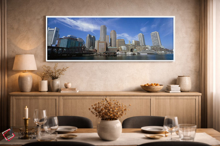 تابلو دکوراتیو Boston, Massachusetts, USA,آسمان خراش ها در حاشیه آب، ب… اثر پانورامیک ایمجز - D2W
