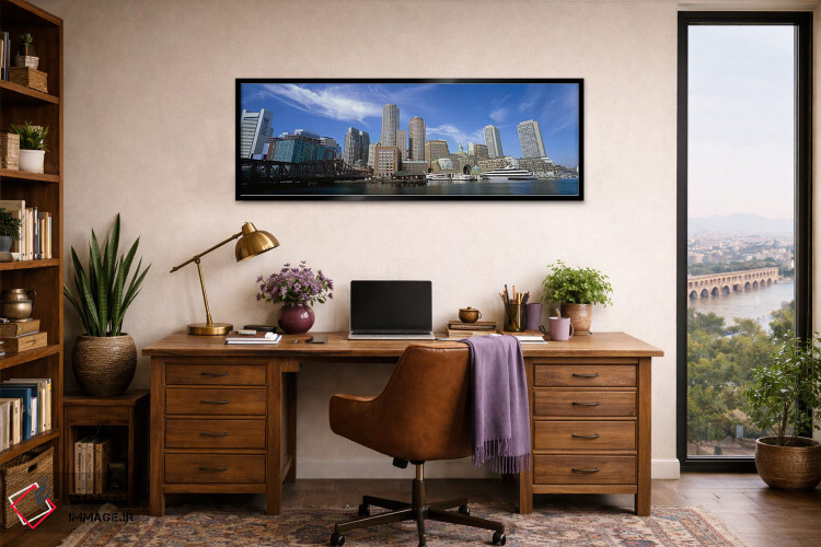 تابلو دکوراتیو Boston, Massachusetts, USA,آسمان خراش ها در حاشیه آب، ب… اثر پانورامیک ایمجز - D3B