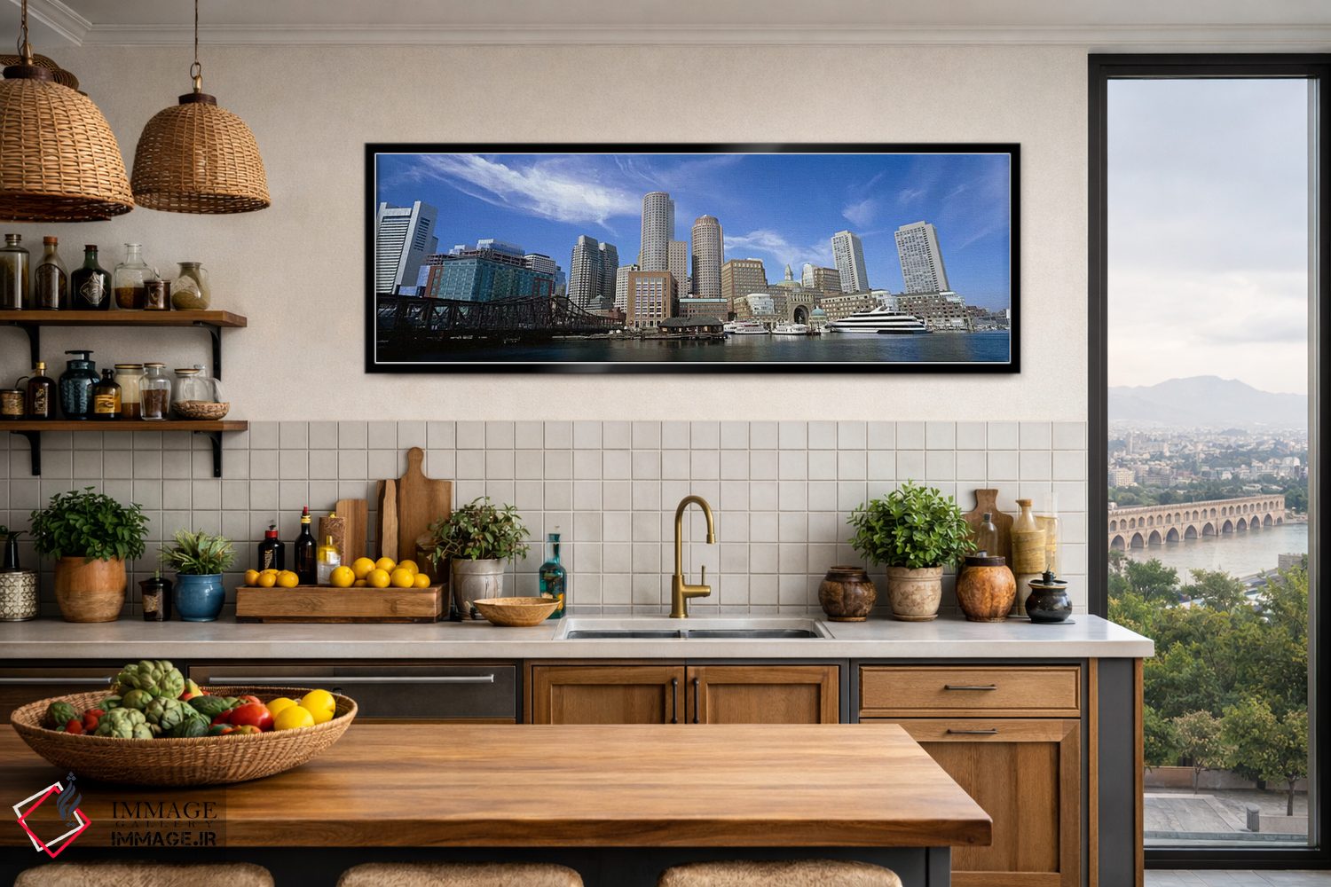 تابلو دکوراتیو Boston, Massachusetts, USA,آسمان خراش ها در حاشیه آب، ب… اثر پانورامیک ایمجز - D4B