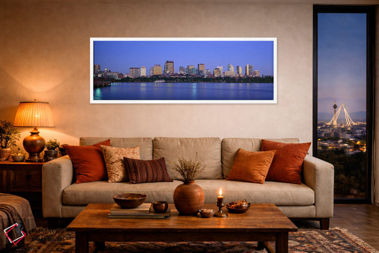 تابلو دکوراتیو Boston, Massachusetts, USA,ساختمان های حاشیه آب روشن در… اثر پانورامیک ایمجز - D4W