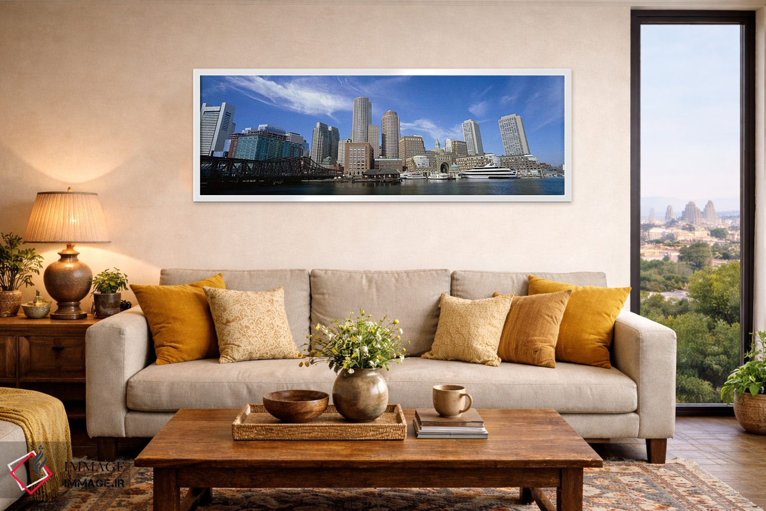 تابلو دکوراتیو Boston, Massachusetts, USA,آسمان خراش ها در حاشیه آب، ب… اثر پانورامیک ایمجز - D5W