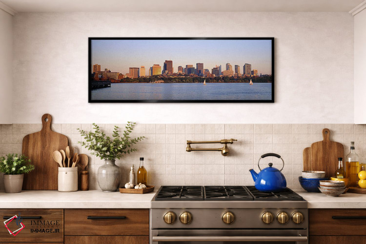 تابلو دکوراتیو Boston, Massachusetts, USA,آسمان خراش ها در حاشیه آب، ب… اثر پانورامیک ایمجز - D3B