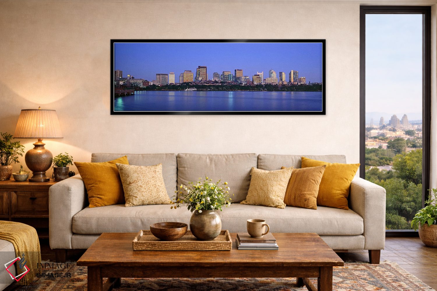 تابلو دکوراتیو Boston, Massachusetts, USA,ساختمان های حاشیه آب روشن در… اثر پانورامیک ایمجز - D6B